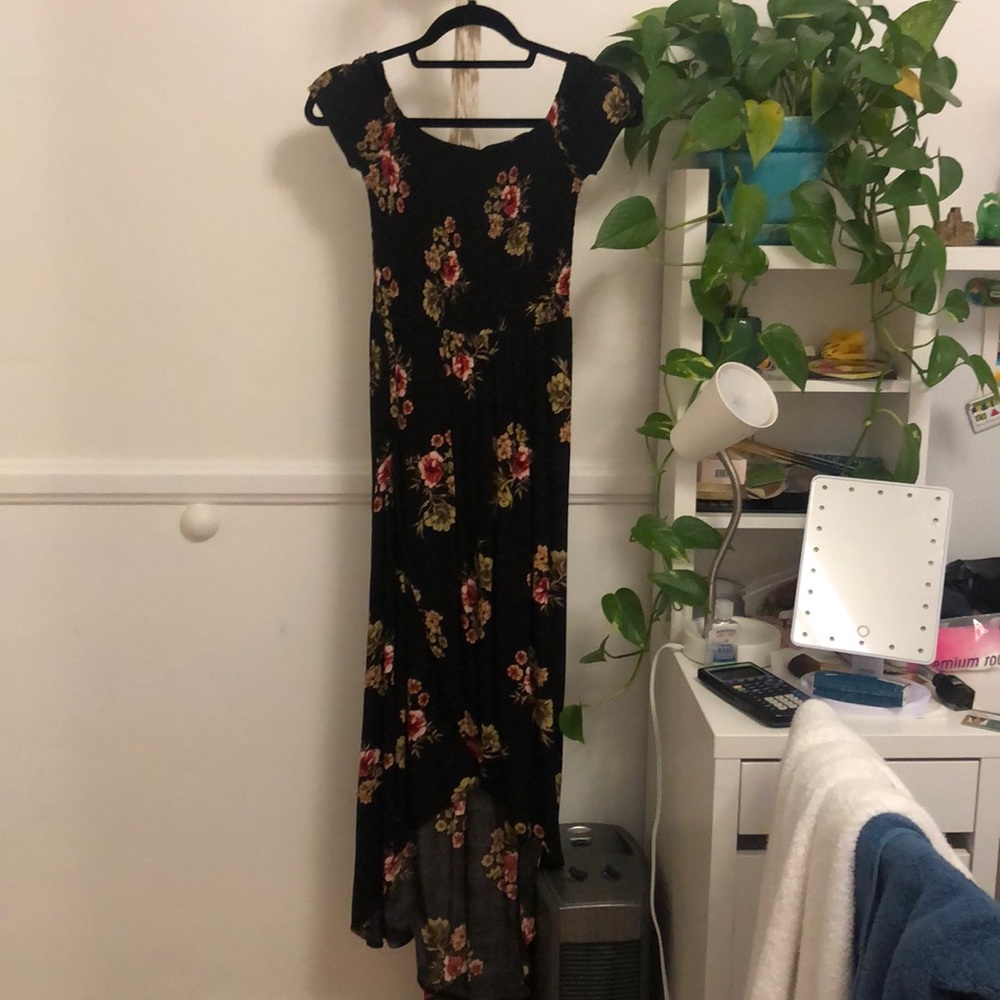 Floral black maxi dress